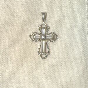 Sterling Silver 925 Necklace Cross Charm - Antique